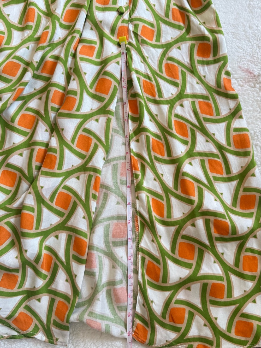 Reserved Green and Orange Geometric Midi Dress - Picture 5 of 9